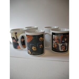 The Beatles Album Cover Ceramic Coffee Mug Set of 5 Rock Band Memorabilia